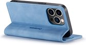 iPhone 14 Pro Max Bookcase hoesje - CaseMe - Effen Lichtblauw - Kunstleer