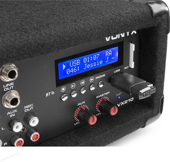 Vonyx VX210 Complete geluidsinstallatie voor zang - 2x 10 inch speakers - 4 kanaalsmixers met ingebouwde versterker - 2x speakerstandaard - Vonyx