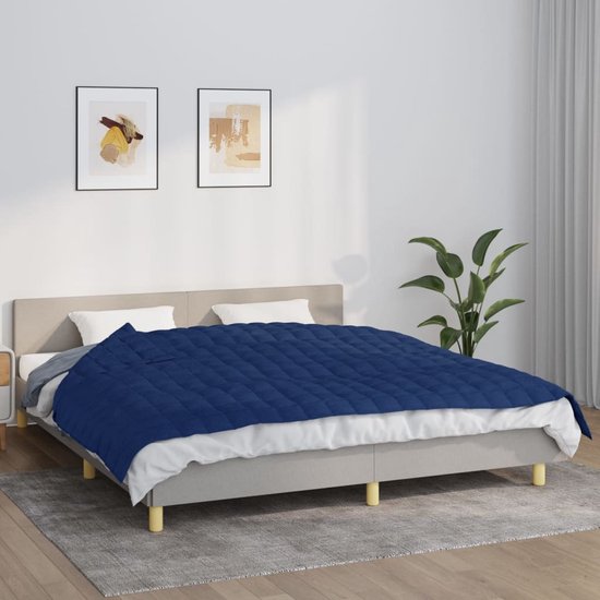 vidaXL Verzwaringsdeken 155x220 cm 11 kg stof blauw, deken, quilt, rustgevende deken, beddengoed, kalmerende deken, zware deken, verzwaarde deken