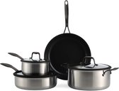 Bol.com BK Ceramic Black RVS pannenset 7 delig - Keramische Antiaanbaklaag - PFAS-vrij - Inductie pannenset - Vaatwasserbestendi... aanbieding