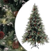 vidaXL - Kerstboom - met - LED - en - dennenappels - 120 - cm - PVC - en - PE - groen - en - wit