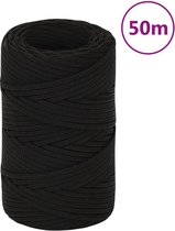 vidaXL - Werktouw - 2 - mm - 50 - m - polyester - zwart
