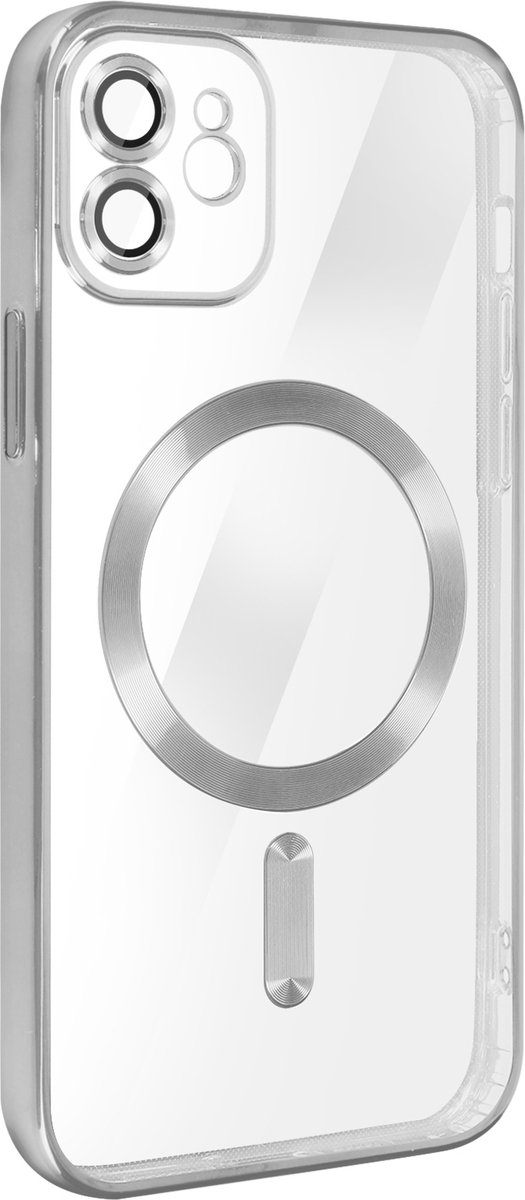 MagSafe Case Geschikt voor Apple iPhone 12 Siliconen Bescherming Camera Chroom Zilver