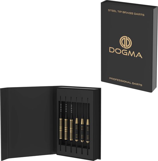 DOGMA Dartpijlen - 23 & 24 Gram Darts - Premium Brass Dartspijlen Set - 6 Steeltip Dartpijltjes - Extra Dart Flights & Dart Shafts - Dogma
