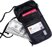RFID Luxe Nektasje - Reisportemonnee - Nektasje voor Paspoort - voor dames en heren - Waterafstotend - Travel wallet - Nektasje voor op reis en vakantie - Zwart
