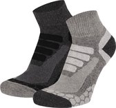 Xtreme Sockswear Quarter Wandelsokken – 2 Paar – Lage Hiking Sokken Unisex – Katoen & Coolmax – Multi Grijs – Maat 45/47