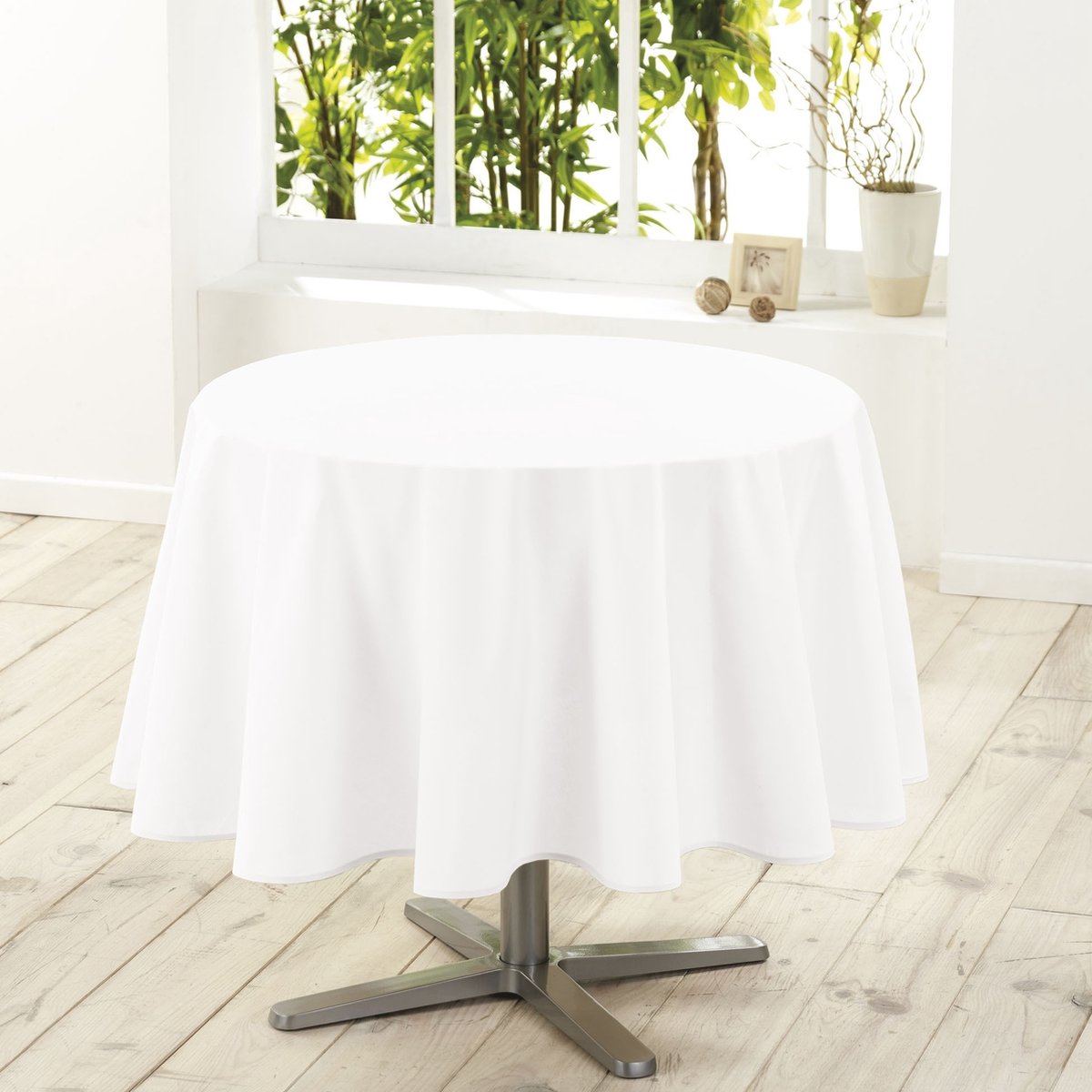 Wicotex-Tafellaken-Tafelkleed- textiel polyester wit rond 180cm-vlekbestendig-waterafstotend