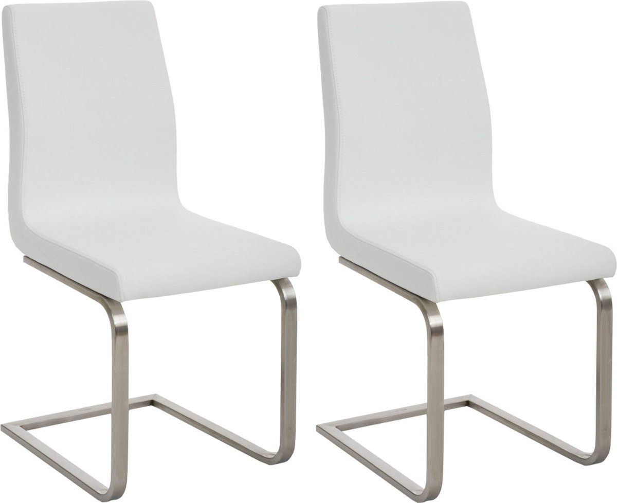 CLP Belfort Set van 2 eetkamerstoelen - Kunstleer - wit