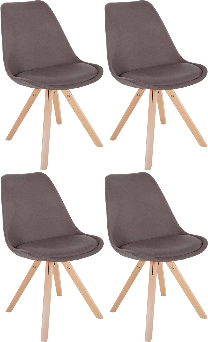 CLP Sofia Set van 4 Eetkamerstoelen - Zonder armleuning - Stof - taupe natura (vierkant)