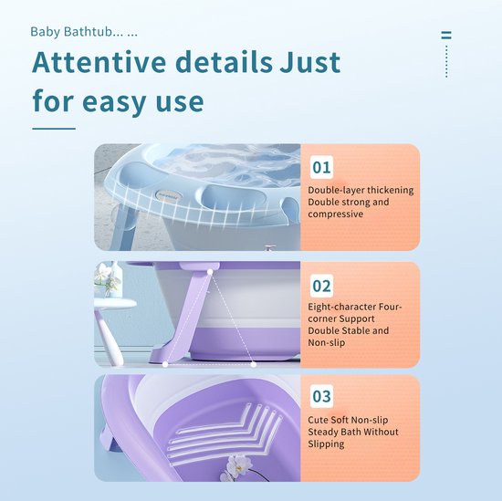 SUPERBE BEBE Opvouwbaar Baby Bad Met Antislip Badkussen - Baby Bath Tub Voor New Born - Babybad Met Thermometer Voor Watertemperatuurregeling - Babybadje Van Geboorte Tot 3 Jaar - Groene Kleur