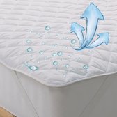 Waterdichte matrasbeschermer, 180 x 200 cm, microvezel, vulling, matrastopper, knuffelige matrasbeschermer, geschikt voor mensen met allergieën, voor ondersteuning en bescherming tegen vuil, wit