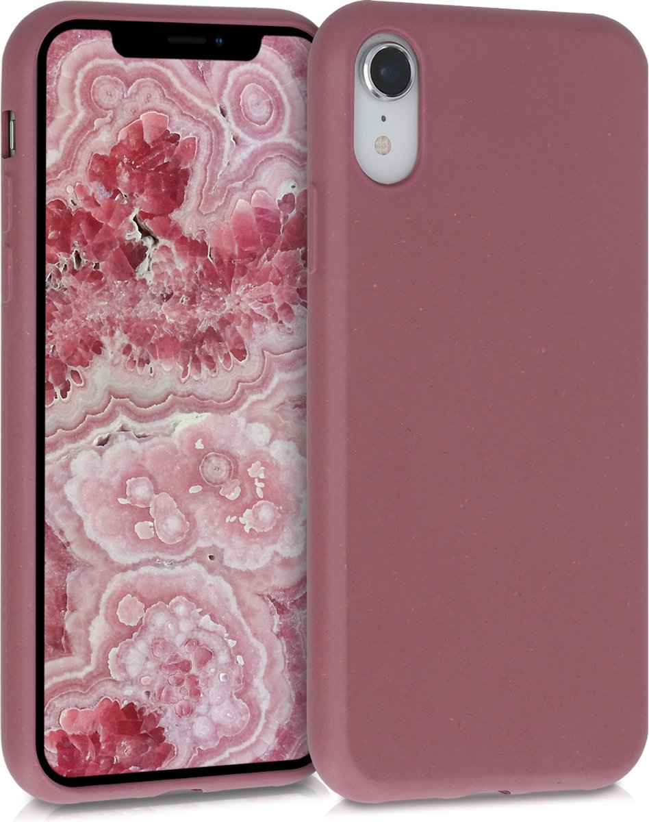 kalibri telefoonhoesje geschikt voor Apple iPhone XR hoesje - Flexibele case van tarwestro - Back cover in donkerroze