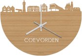 Skyline Klok Coevorden Bamboe hout - Ø 40 cm - Woondecoratie - Wand decoratie woonkamer - WoodWideCities