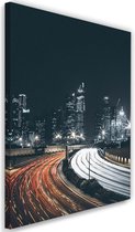 Schilderij Stad in de nacht, 2 maten, zwart, Premium print