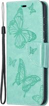 Samsung Galaxy S21 Hoesje - Mobigear - Butterfly Serie - Kunstlederen Bookcase - Turquoise - Hoesje Geschikt Voor Samsung Galaxy S21