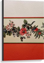 Canvas  - Mooie Schildering van Bloemen op de Muur - 60x90cm Foto op Canvas Schilderij (Wanddecoratie op Canvas)