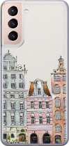 Samsung Galaxy S21 hoesje siliconen - Grachtenpandjes - Soft Case Telefoonhoesje - Amsterdam - Multi