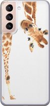 Leuke Telefoonhoesjes - Hoesje geschikt voor Samsung Galaxy S21 Plus - Giraffe - Soft case - TPU - Tekst - Grijs