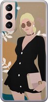 Samsung Galaxy S21 hoesje siliconen - Abstract girl - Soft Case Telefoonhoesje - Print / Illustratie - Multi