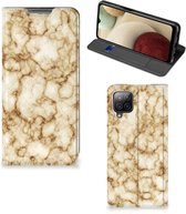 Smartphone Hoesje Geschikt voor Samsung Galaxy A12 Book Cover Marmer Goud