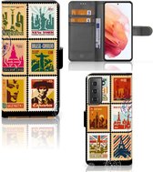 Telefoonhoesje Geschikt voor Samsung Galaxy S21 Flipcover Design Postzegels