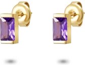 Twice As Nice Oorbellen in goudkleurig edelstaal, baguette, kristal, amethyst kleur