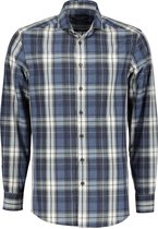 Ledub Modern Fit overhemd - donkerblauw geruit - Strijkvriendelijk - Boordmaat: 41