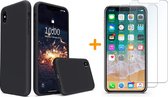 Hoesje Geschikt voor iPhone Xr Hoesje – Zwart Liquid siliconen Hoesje Nano TPU backcover - met 2 Pack Screenprotector / tempered glass