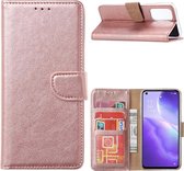 Oppo Reno5 5G - Hoesje Bookcase Rose Goud - Portemonee hoesje case met Pasjeshouder