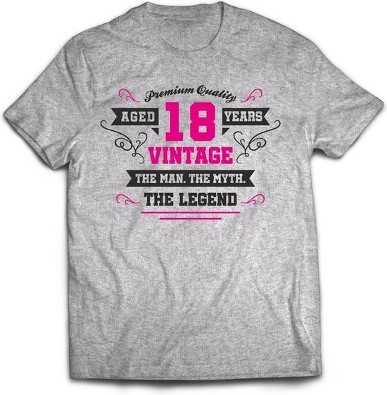 JEP Kameel Premier 18 Jaar Legend - Feest kado T-Shirt Heren / Dames - Antraciet Grijs / Roze  - Perfect... | bol.com