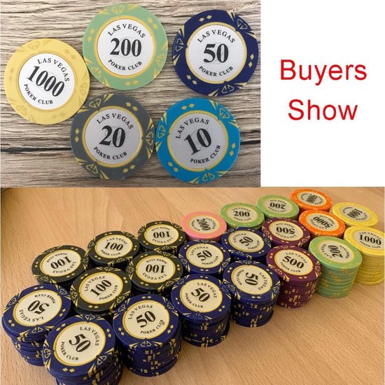 Thumbnail van een extra afbeelding van het spel 5 stuk Professionele Upscale Klei Casino Texas Poker Chips 14G waarde 500