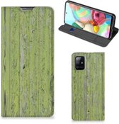 Telefoon Hoesje Geschikt voor Samsung Galaxy A71 Wallet Case Green Wood