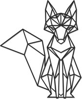 Hout-Kado - Vos - Small - Zwart - Geometrische dieren en vormen - Hout - Lasergesneden- Wanddecoratie