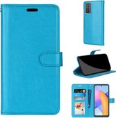 Voor Huawei Honor 10X Lite Pure Kleur Horizontale Flip PU lederen tas met houder & kaartsleuven & portemonnee & fotolijst (blauw)