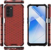 Voor OPPO A55 5G schokbestendige honingraat pc + TPU-hoes (rood)