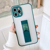 Doorschijnende Frosted TPU + PC magnetische beschermhoes met felle kleur onzichtbare beugel voor iPhone 12 mini (donkergroen)