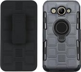 Voor Huawei Y3 (2017) 3 in 1 Cube PC + TPU beschermhoes met 360 graden draaien zwarte ringhouder (grijs)