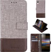 Voor Sony Xperia L3 MUXMA MX102 Horizontale flip canvas lederen tas met standaard & kaartsleuf & portemonnee-functie (bruin)