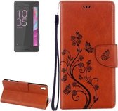 Voor Sony Xperia XA Ultra Bloemen Embossing Horizontale Flip Leren Case met Houder & Kaartsleuven & Portemonnee & Lanyard (Koffie)