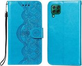 Voor Huawei P40 Lite / nova 6 SE Flower Vine Embossing Pattern Horizontale Flip Leather Case met Card Slot & Holder & Wallet & Lanyard (Blue)