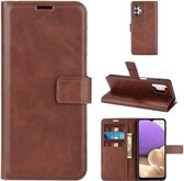 Voor Samsung Galaxy A32 4G Retro Kalfspatroon Gesp Horizontale Flip Leren Case met Houder & Kaartsleuven & Portemonnee (Donkerbruin)