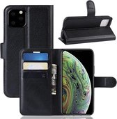 Litchi Skin PU lederen portemonnee standaard mobiele behuizing voor iPhone 11 Pro (zwart)