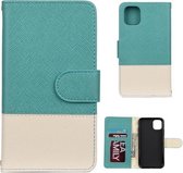 Voor iPhone 11 Pro Splicing Color Horizontale Flip lederen tas met houder & fotolijst & kaartsleuven & portemonnee (groen)