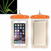 5 STKS TPU fluorescerend lichtgevend touchscreen waterdichte mobiele telefoontas geschikt voor mobiele telefoons jonger dan 6 inch (oranje)