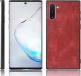 Voor Galaxy Note10 schokbestendig naaien koe patroon huid PC + PU + TPU hoesje (rood)