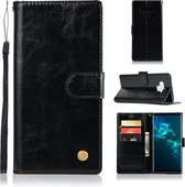 Voor Galaxy Note 9 Retro Koperen Gesp Crazy Horse Horizontale Flip PU Lederen Case met Houder & Kaartsleuven & Portemonnee & Lanyard (Zwart)
