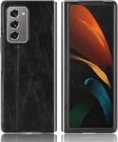 Voor Samsung Galaxy Z Fold2 / Z Fold2 5G Schokbestendig Naaien Koe Patroon Huid PC + PU + TPU Case (Zwart)