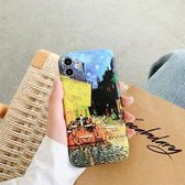 IMD vakmanschap TPU-olieverf-beschermhoes voor iPhone 12 Pro Max (buitencafé bij nacht)