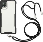Voor vivo V20 acryl + kleur TPU schokbestendig hoesje met nekkoord (zwart)