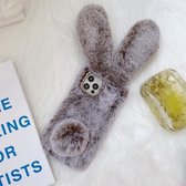 Pluche konijn zachte TPU beschermhoes voor iPhone 11 (bruin)